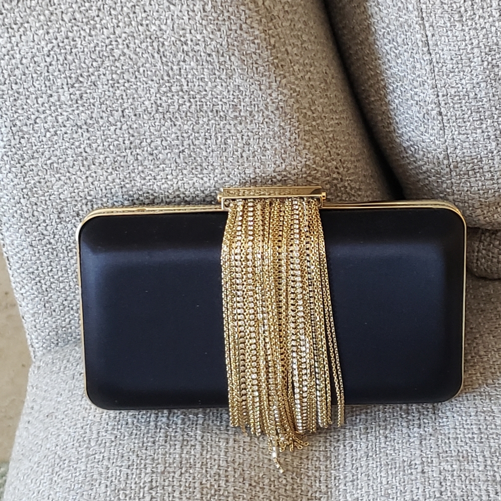 Givenchy Black Metal Fringe Satin Clutch Bag $3999 - Picture 13 of 16